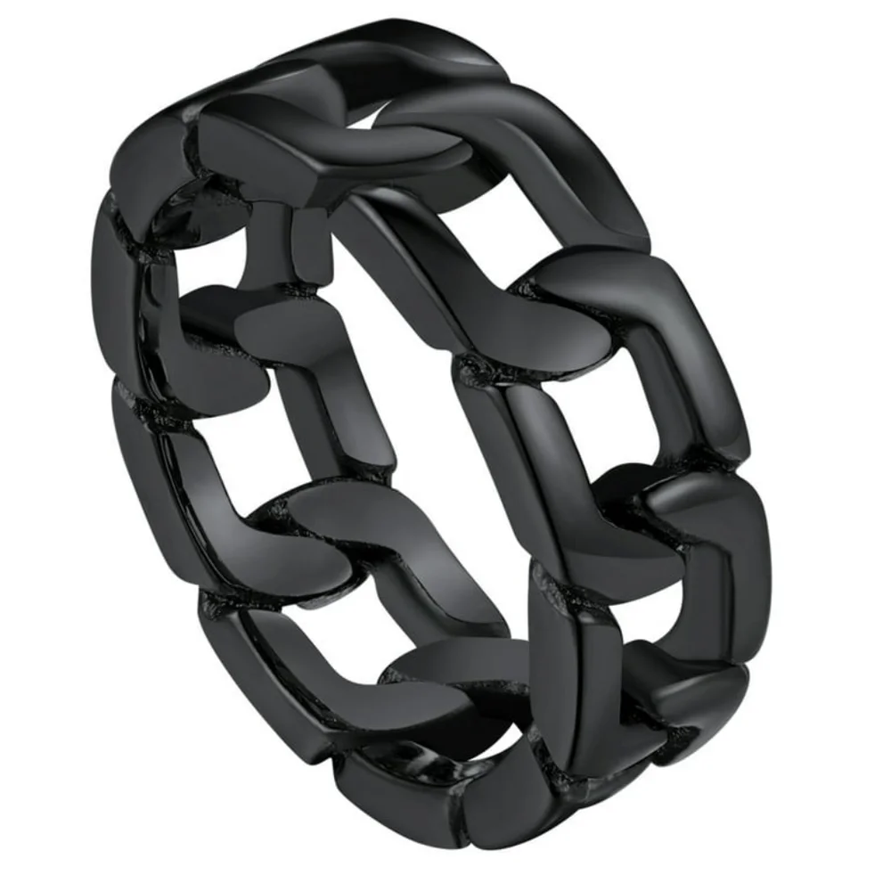 Men's Cool Black Gun Plated Chain Ring Size 8